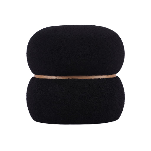 Helga Black Vegan Shearling Oval Ottoman image