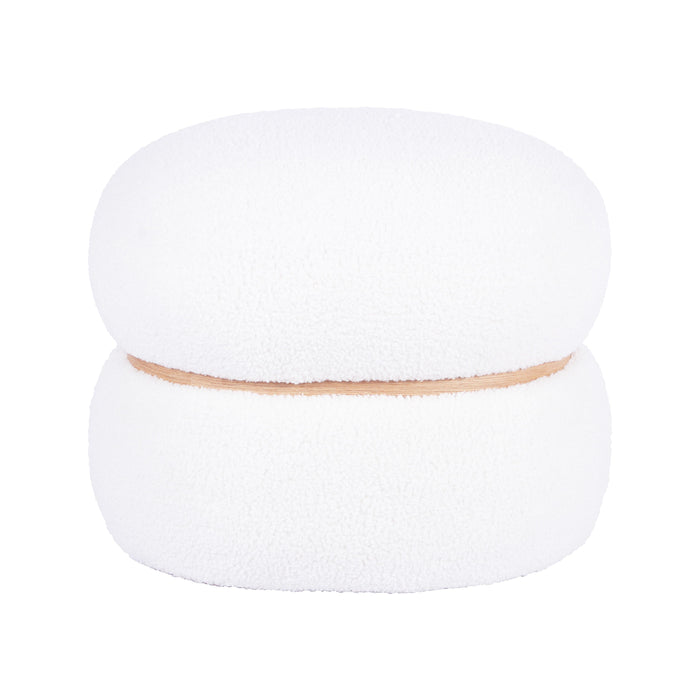 Helga White Vegan Shearling Oval Ottoman