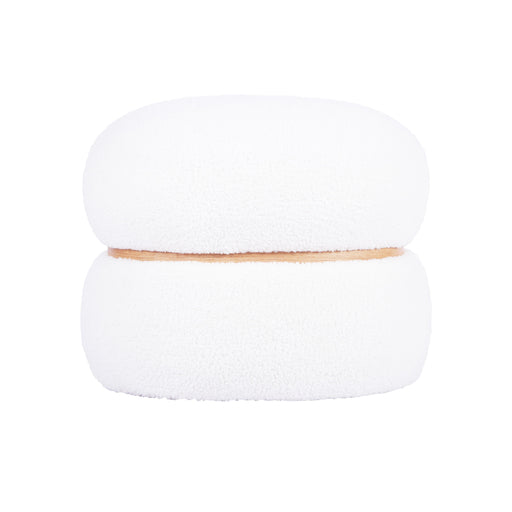 Helga White Vegan Shearling Oval Ottoman image