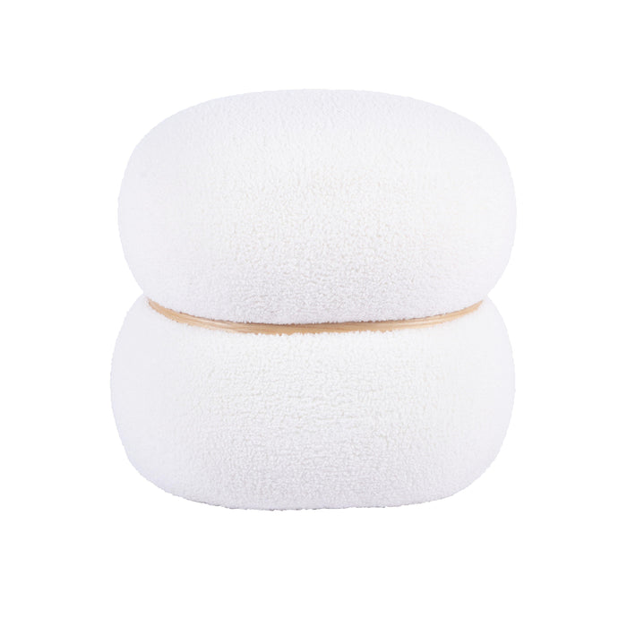 Helga White Vegan Shearling Ottoman