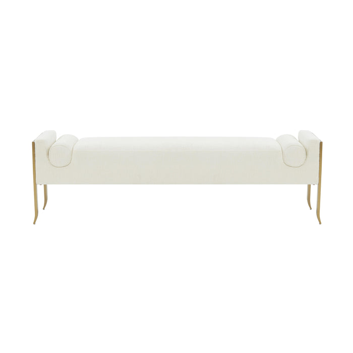 Ines Cream Textured Velvet Bench