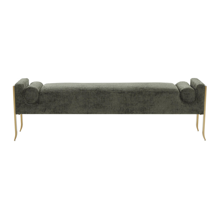 Ines Green Textured Velvet Bench