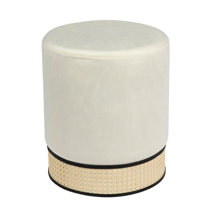 Ivy Cream Velvet Ottoman