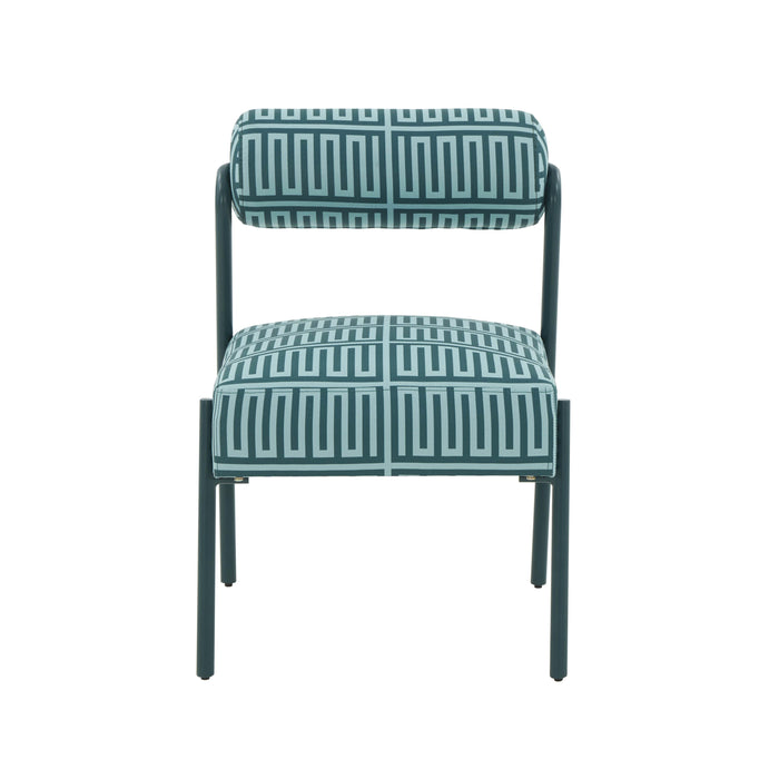 Jolene Green Patterned Linen Accent Chair