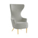 Julia Grey Velvet Channel Tufted Wingback Chair image