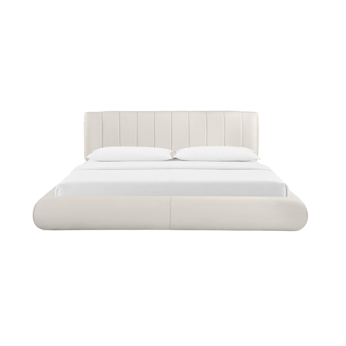 Karol Cream Vegan Leather Queen Bed