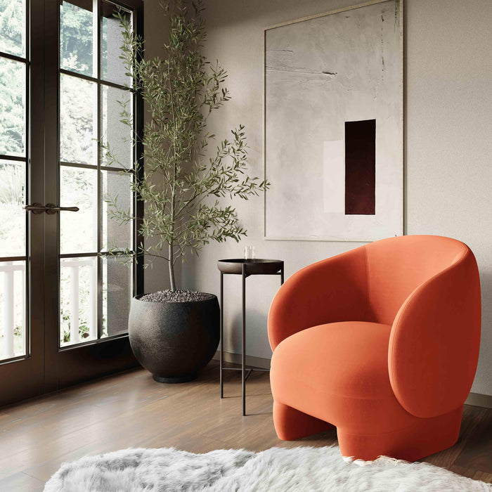 Kiki Paprika Orange Velvet Accent Chair