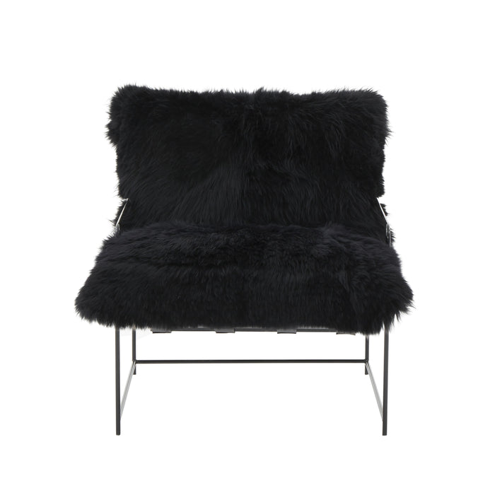 Kimi Black Genuine Sheepskin Chair