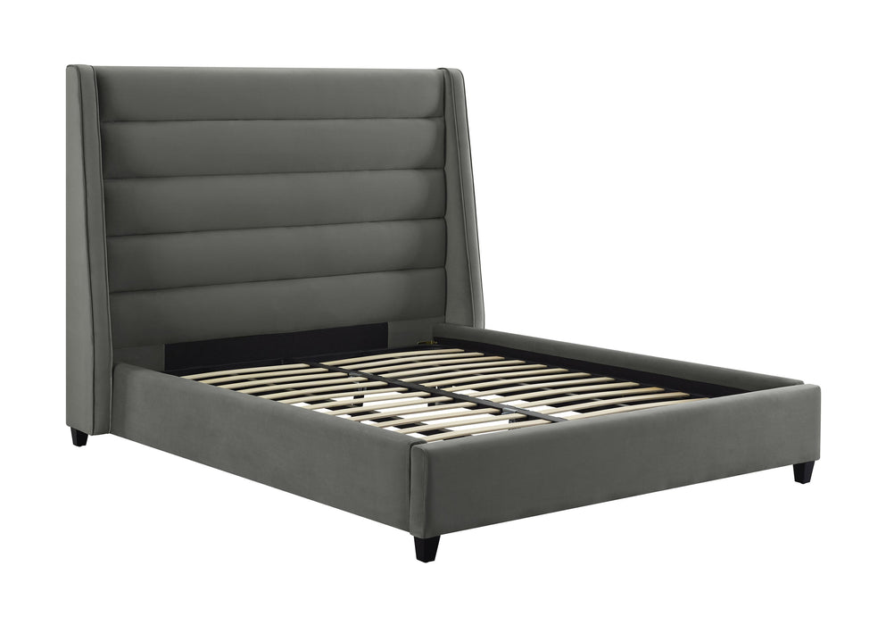 Koah Grey Velvet Bed in Queen