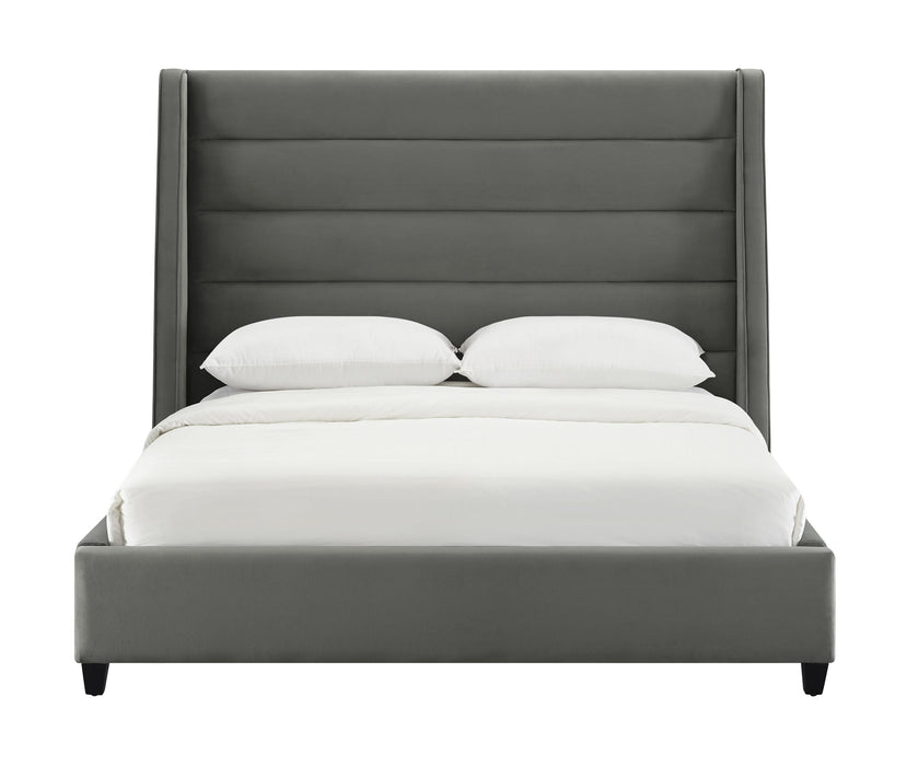 Koah Grey Velvet Bed in Queen