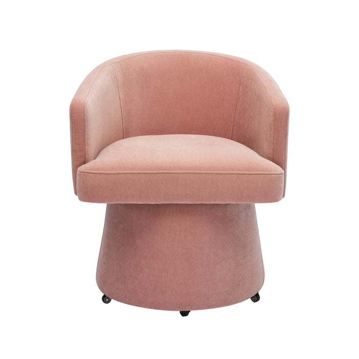 Kristen Pink Upcycled Chenille Rolling Desk Chair