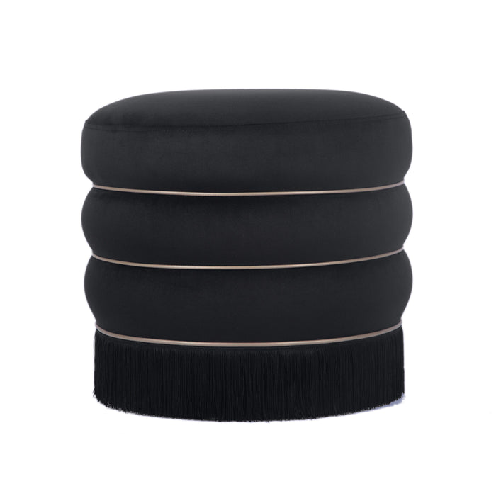 Lakka Black Velvet Ottoman