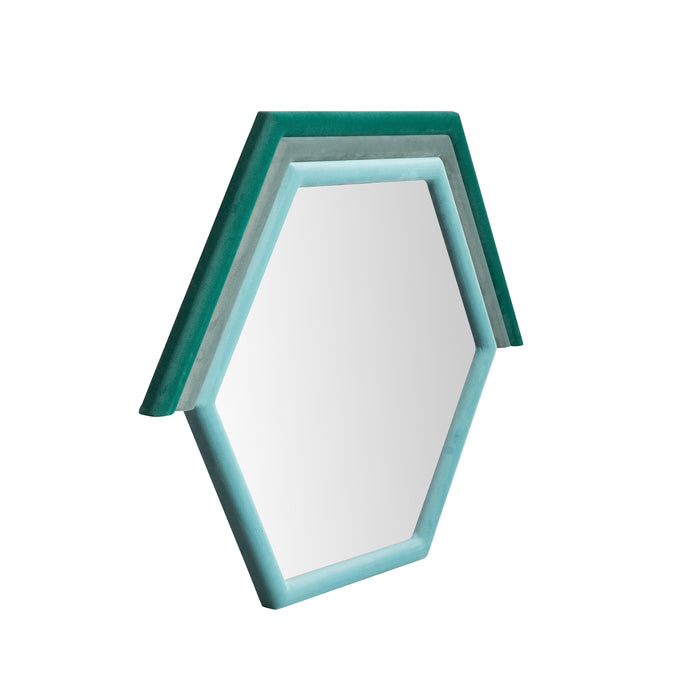 Lally Aqua Velvet Prism Wall Mirror