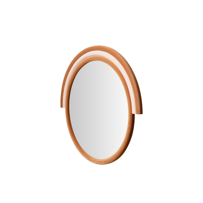 Lally Terracotta Velvet Round Wall Mirror