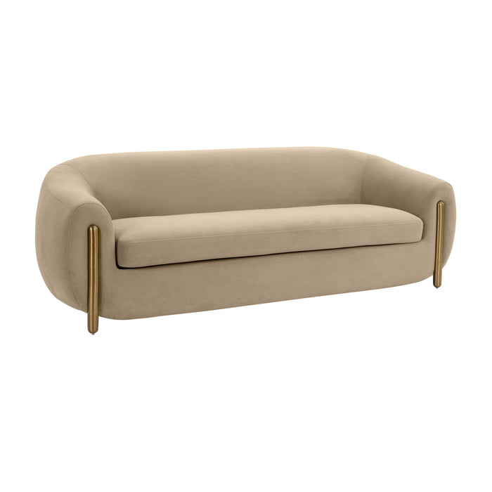 Lina Cafe Au Lait Brown Velvet Sofa image