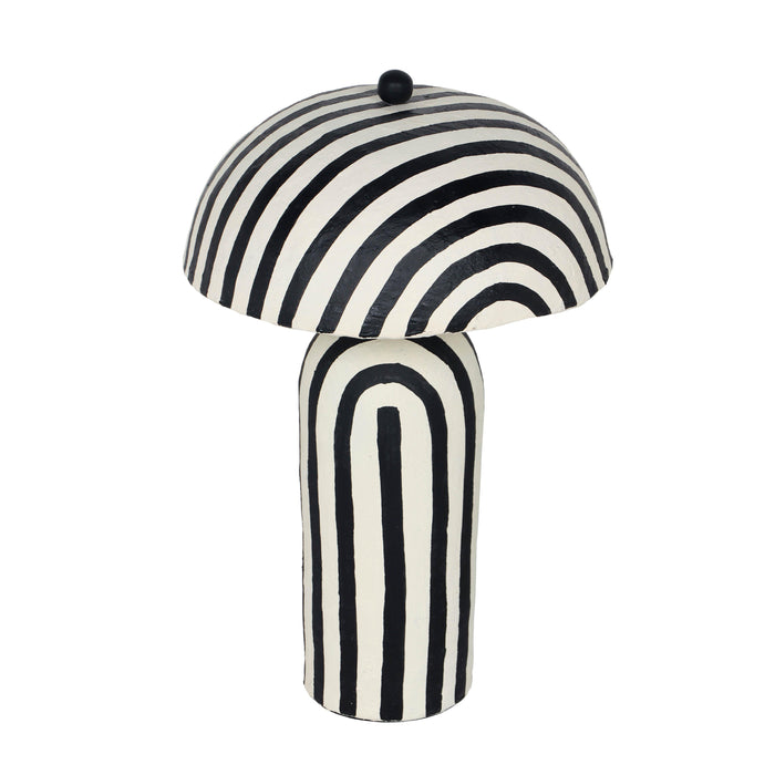 Maiori Black Striped Papier Mache Table Lamp