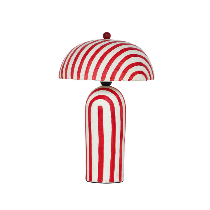 Maiori Red Striped Papier Mache Table Lamp image