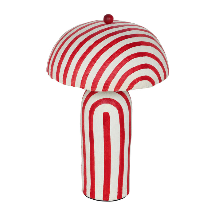 Maiori Red Striped Papier Mache Table Lamp