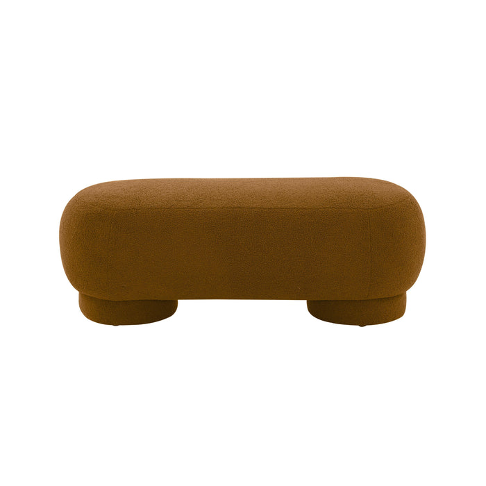 Mara Cinnamon Brown Vegan Shearling Ottoman