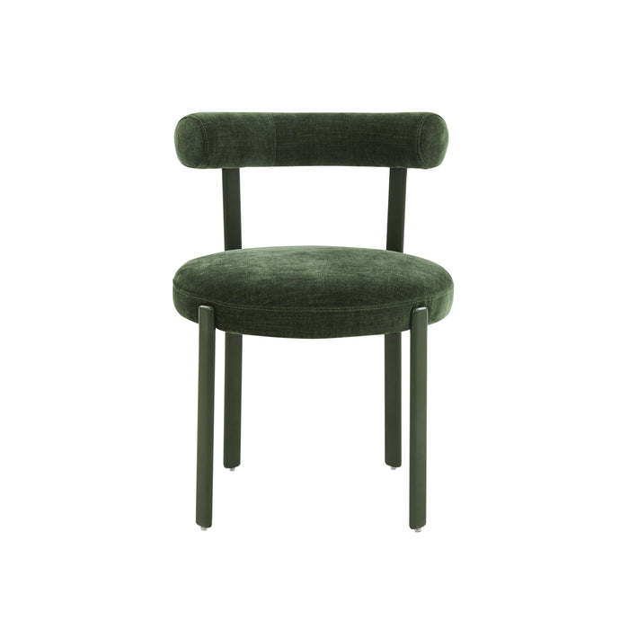 Margaret Forest Green Chenille Bolster Back Dining Chair