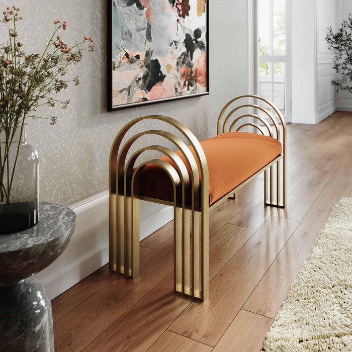 Mavis Cinnamon Velvet Bench