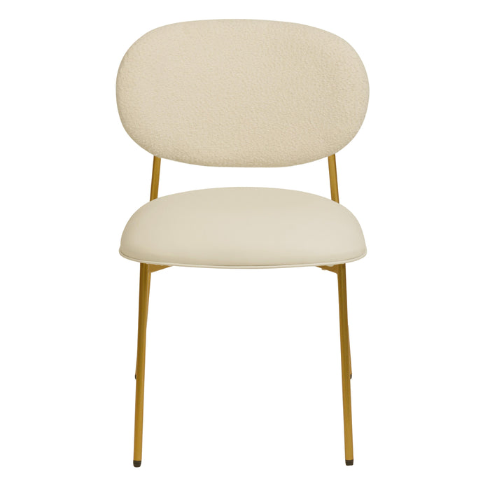 McKenzie Cream Boucle & Vegan Leather Stackable Dining Chair - Set of 2