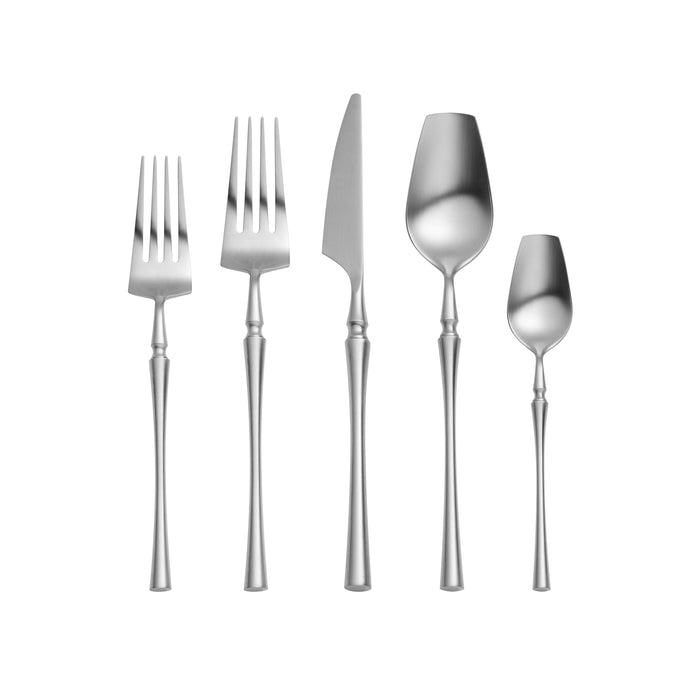 Millie Brushed Silver Stainless Steel Flatware - Set of 5 Pieces - Service for 1