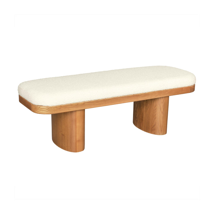 Ollie White Boucle Wooden Bench image