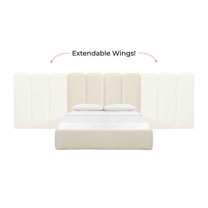 Palani Cream Boucle King Bed with Wings