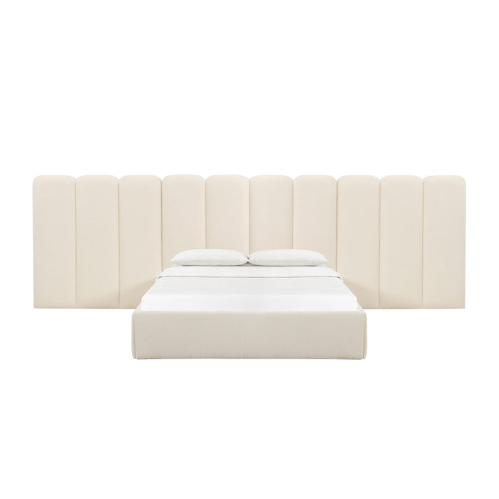 Palani Cream Boucle King Bed with Wings