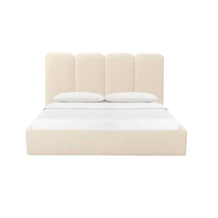 Palani Cream Velvet Queen Bed