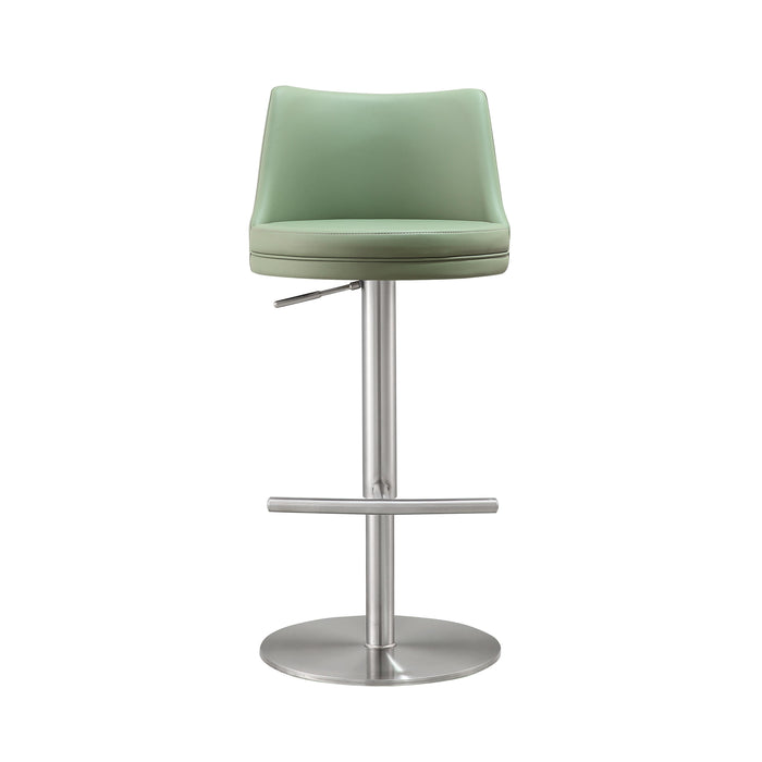 Reagan Sea Foam Green and Silver Adjustable Stool