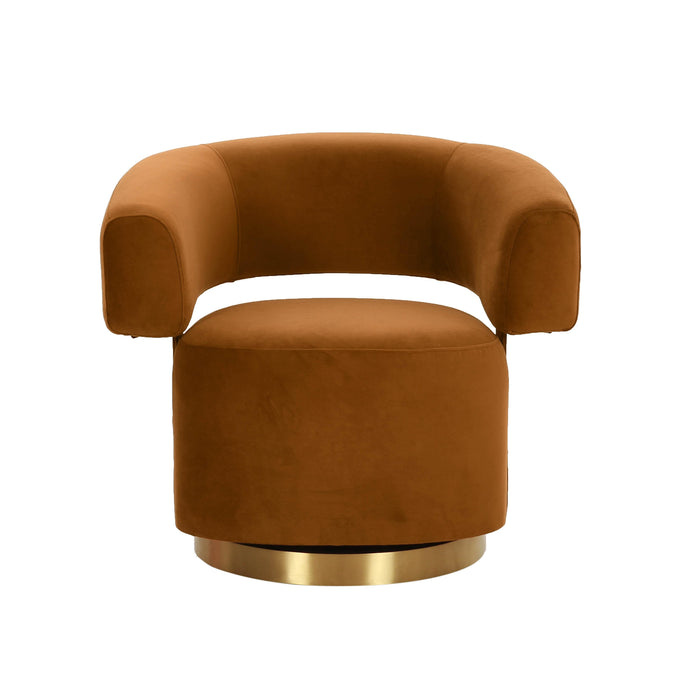 River Cognac Velvet Swivel Accent Chair