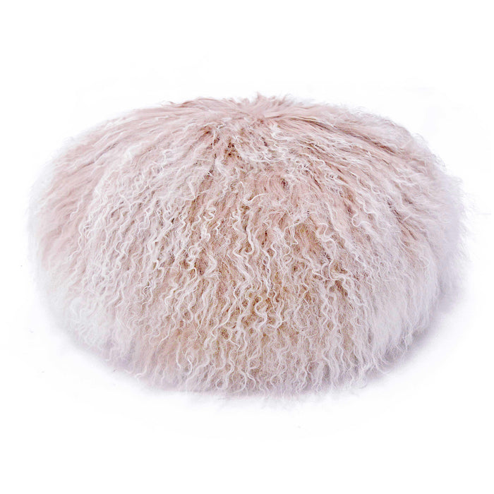 Ruby 16 Inch Genuine Tibetan Lamb Fur Round Pillow