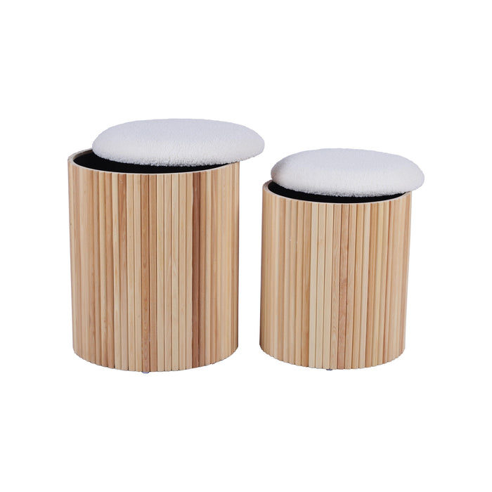 Sagano White Nesting Storage Ottomans - Set of 2