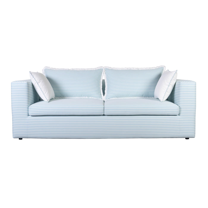 Salty Blue Striped Outdoor Sofa