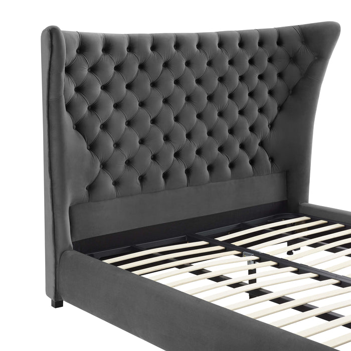 Sassy Grey Velvet Queen Bed