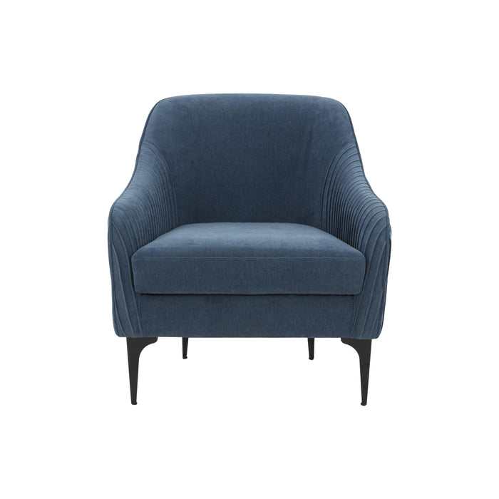 Serena Blue Velvet Accent Chair with Black Legs