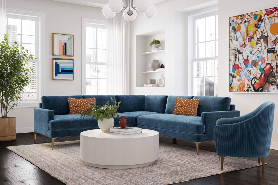 Serena Blue Velvet L-Sectional