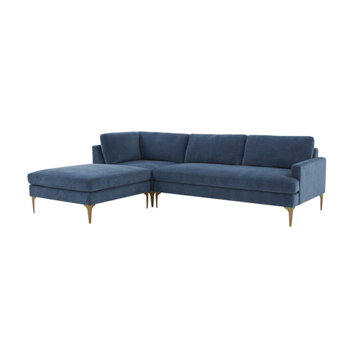 Serena Blue Velvet LAF Chaise Sectional image