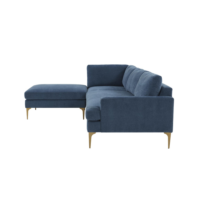 Serena Blue Velvet LAF Chaise Sectional