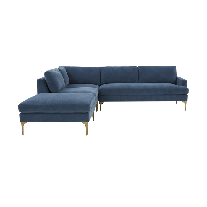 Serena Blue Velvet Large LAF Chaise Sectional