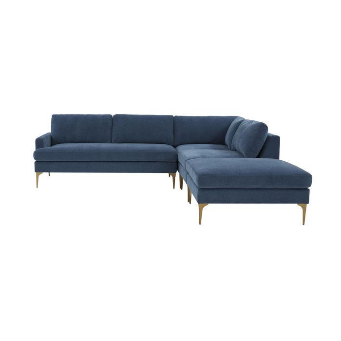 Serena Blue Velvet Large RAF Chaise Sectional