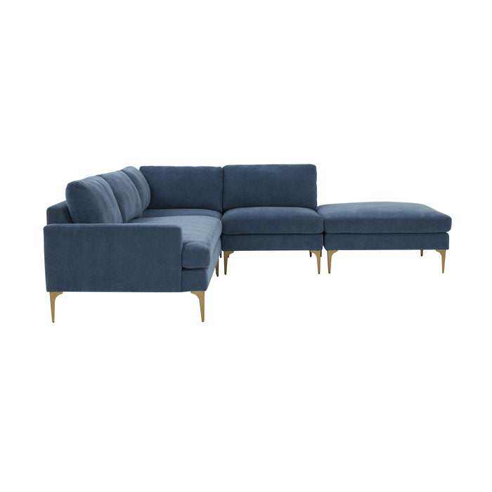 Serena Blue Velvet Large RAF Chaise Sectional