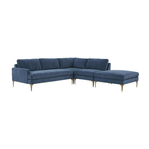 Serena Blue Velvet Large RAF Chaise Sectional image