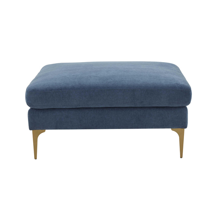 Serena Blue Velvet Ottoman