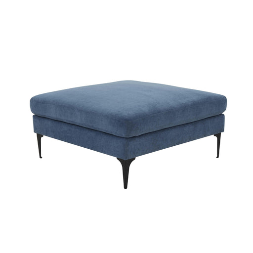 Serena Blue Velvet Ottoman with Black Legs image