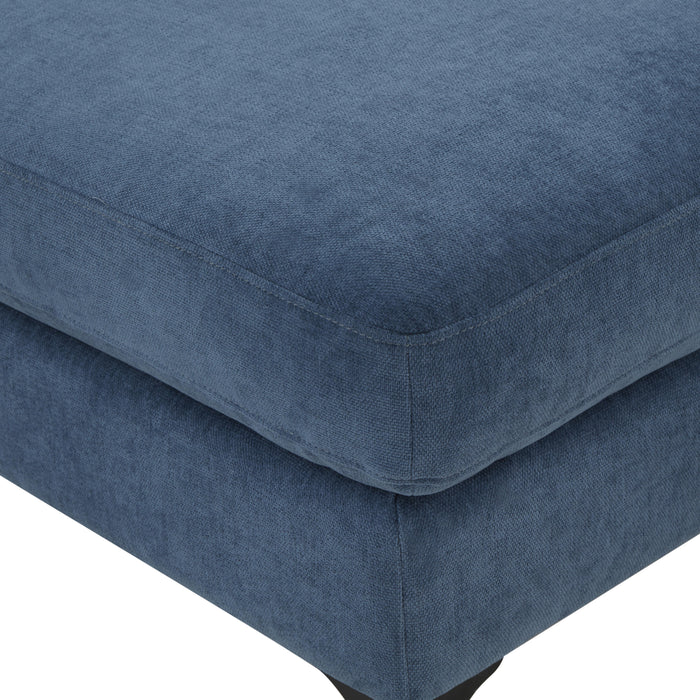 Serena Blue Velvet Ottoman with Black Legs