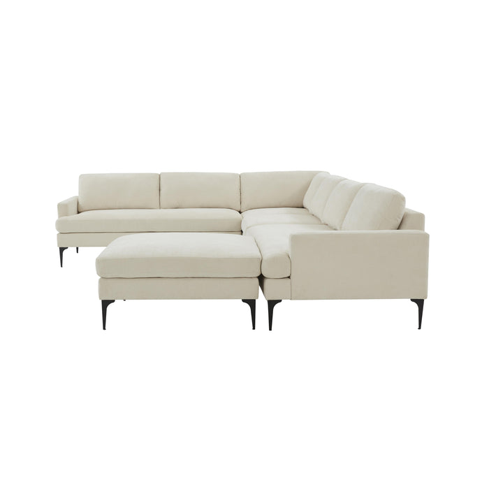 Serena Cream Velvet Large Chaise Sectional