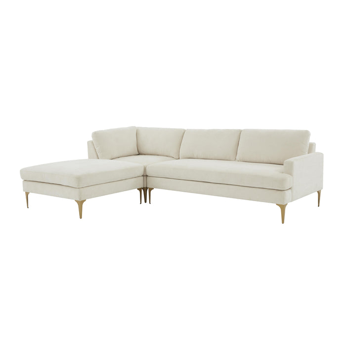 Serena Cream Velvet LAF Chaise Sectional image